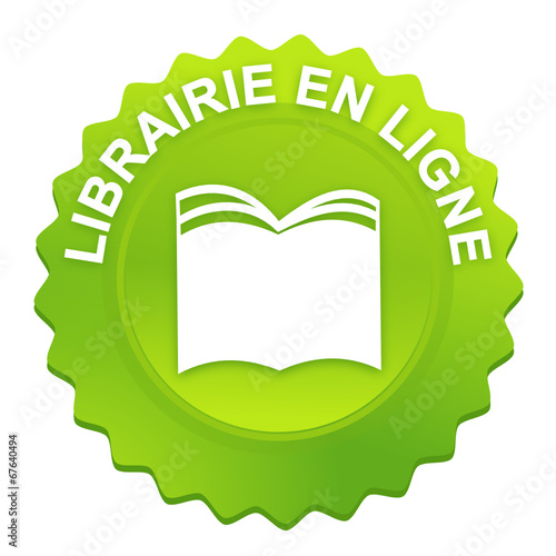 librairie en ligne sur bouton web denté vert