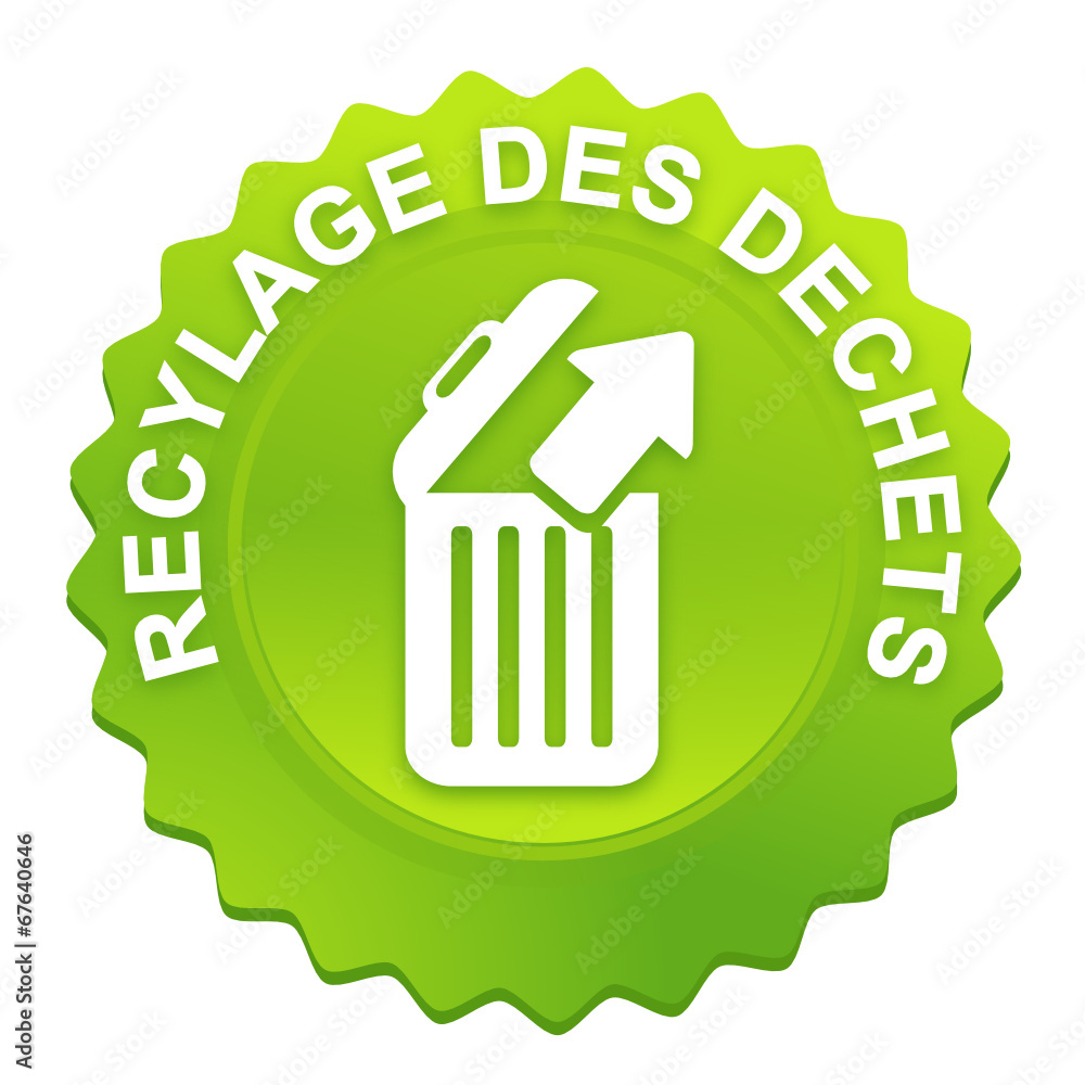 recyclage des déchets sur bouton web denté vert recyclage des déchets sur bouton web denté vert