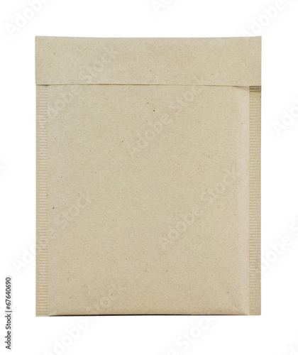 Brown envelope on white background
