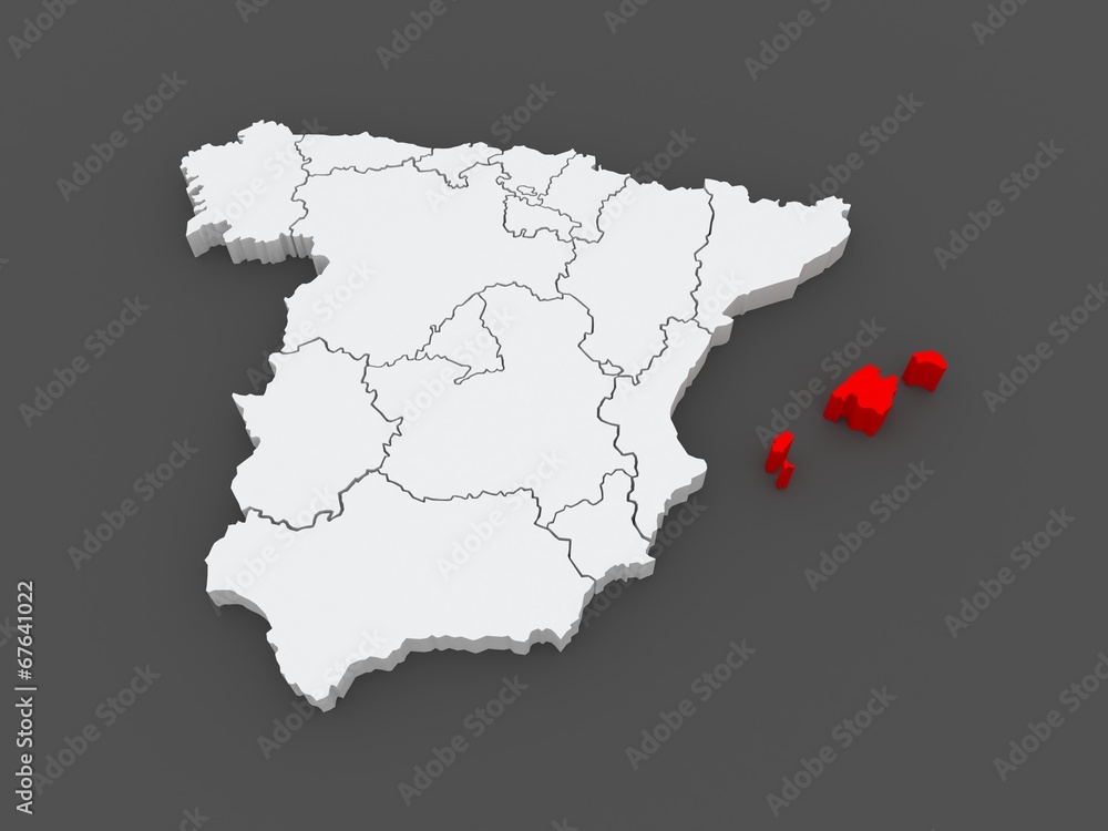 Map of Balearic Islands. Spain.