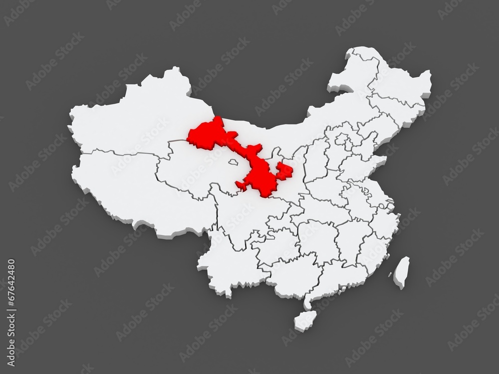 Map of Gansu. China.