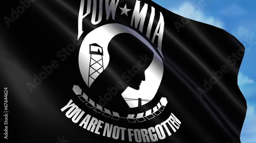 Looping POW/MIA Flag animation with sky background