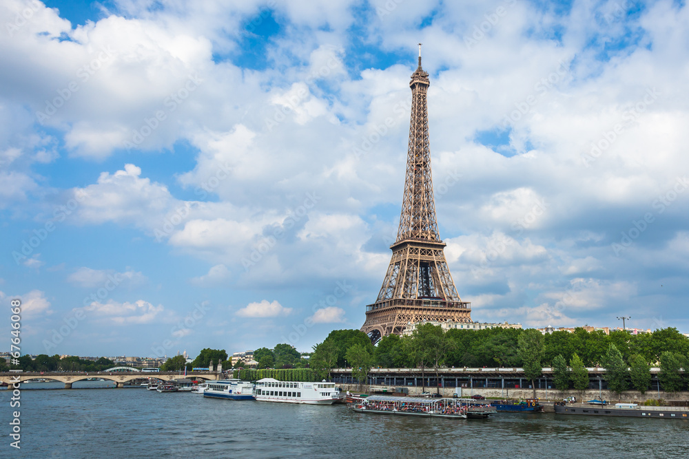 Fototapeta premium The Eiffel Tower and seine river in Paris, France
