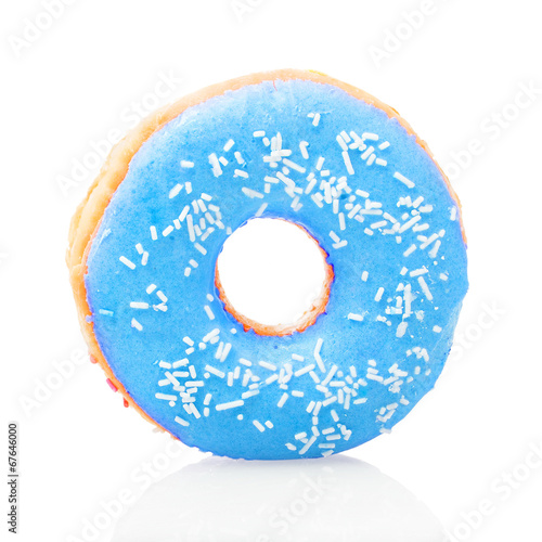 Blue donut on white background
