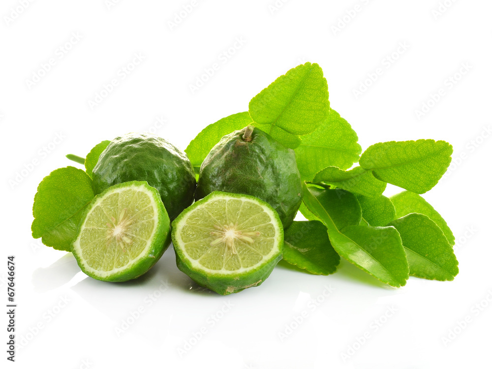 Kaffir lime on white background Kaffir lime on white background