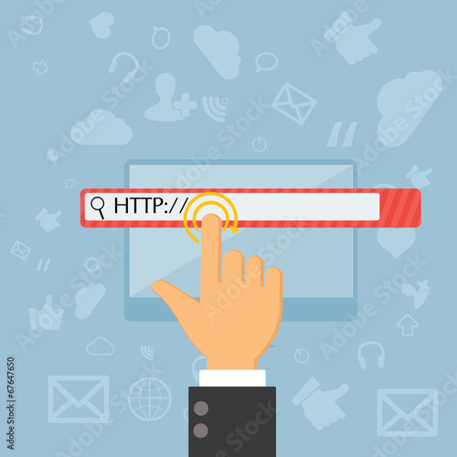 touching web browser address bar with http sign