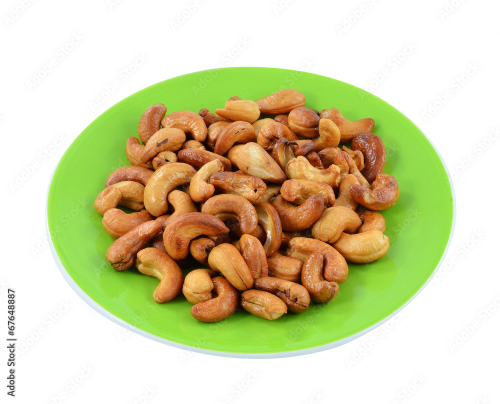 cashew nuts on white background
