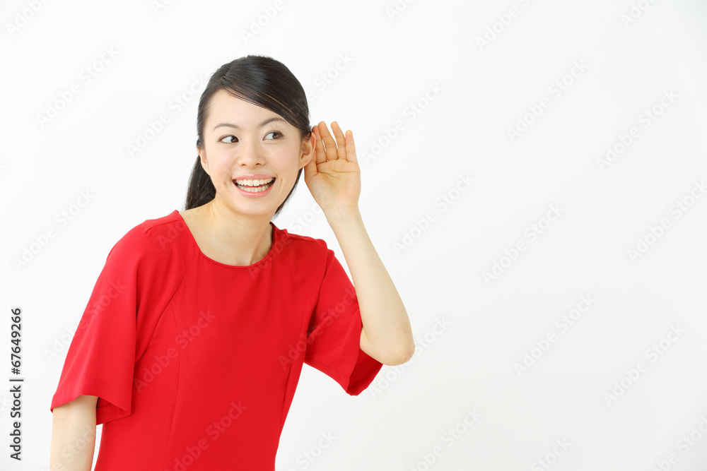 聞く・若い女性 聞く・若い女性