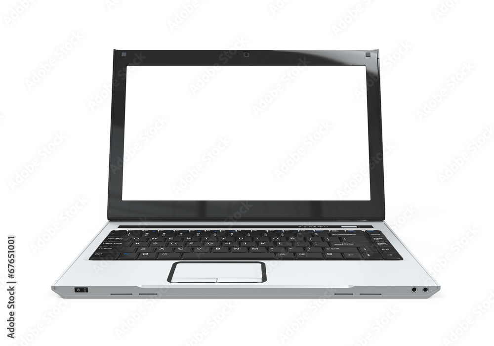 Laptop with Blank White Screen Laptop with Blank White Screen
