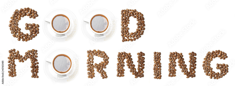 Text GOOD MORNING arranged in creative way Text GOOD MORNING arranged in creative way