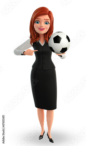Fototapeta Naklejka Na Ścianę i Meble -  Young Business Woman with football
