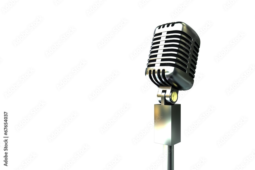 Fototapeta premium Digitally generated retro chrome microphone