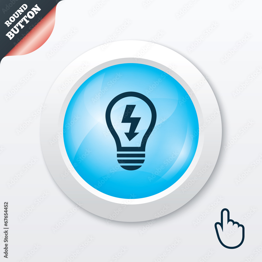 Light lamp sign icon. Bulb with lightning symbol Light lamp sign icon. Bulb with lightning symbol