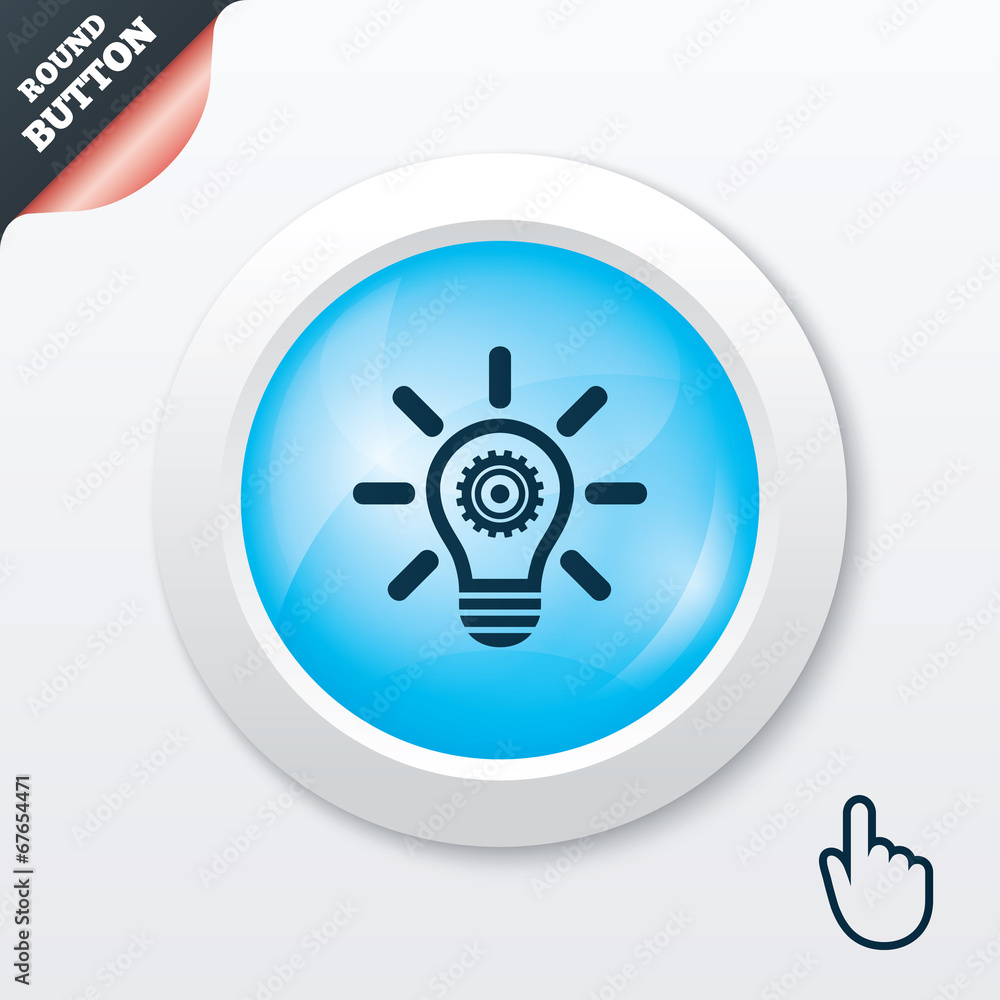 Light lamp sign icon. Bulb with gear symbol. Light lamp sign icon. Bulb with gear symbol.