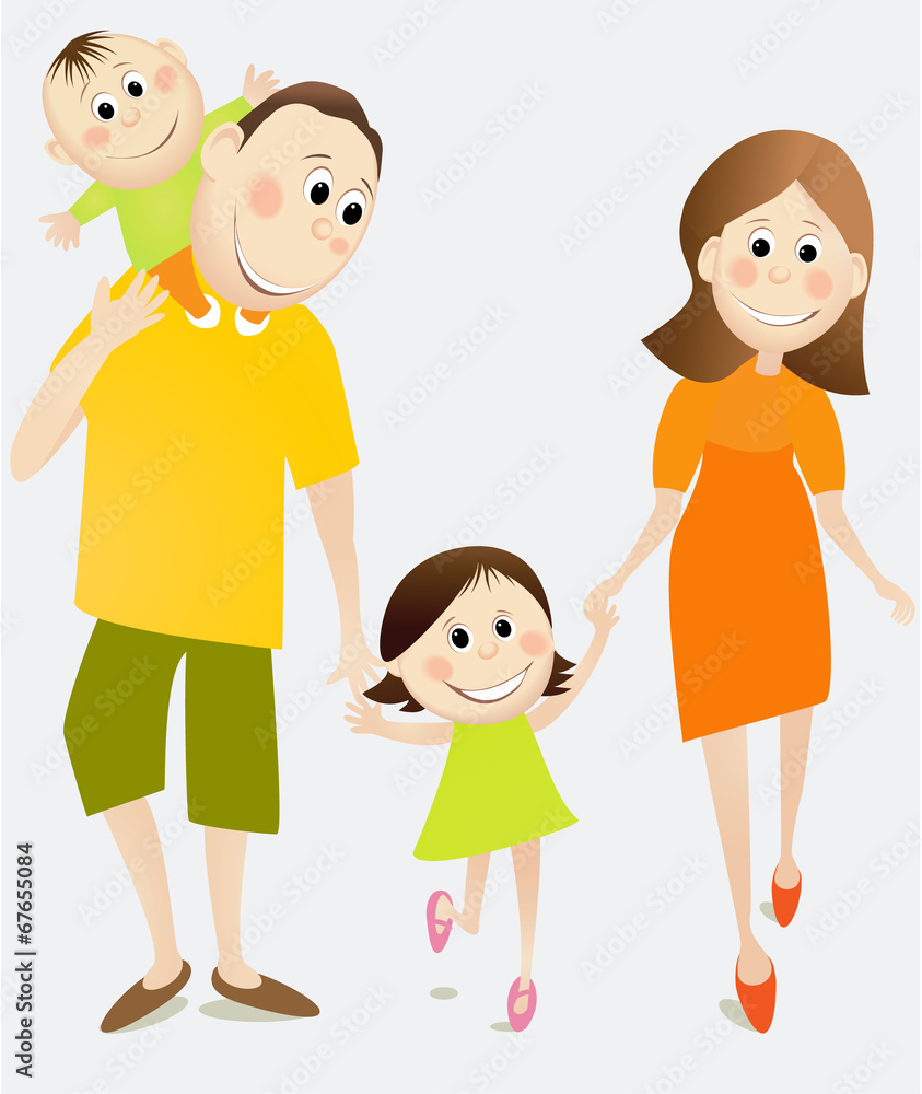 Cartoon happy family