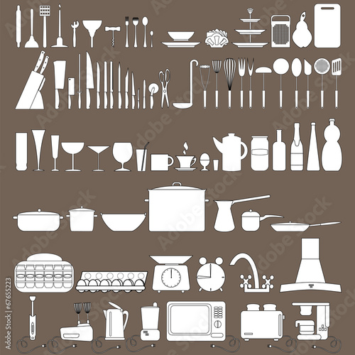 Kitchen tool icons collection