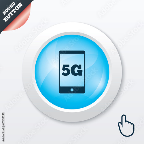 5G sign. Mobile telecommunications technology.