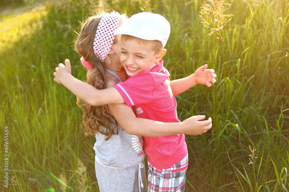 Portrait of a boy and girl in summer Portrait of a boy and girl in summer