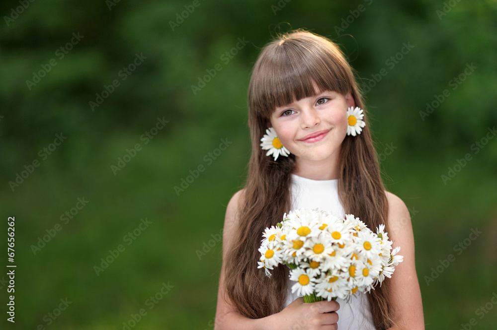 portrait of a beautiful little girl with chamomile portrait of a beautiful little girl with chamomile