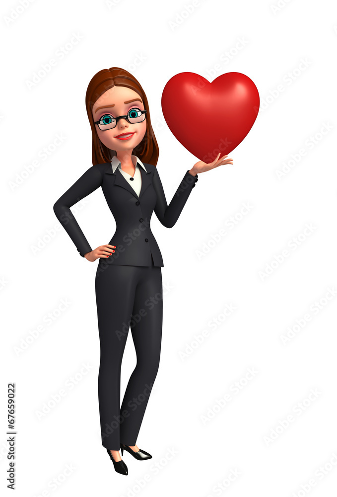 Young Business Woman with red heart Young Business Woman with red heart