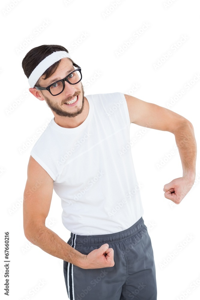 Geeky hipster posing in sportswear Geeky hipster posing in sportswear