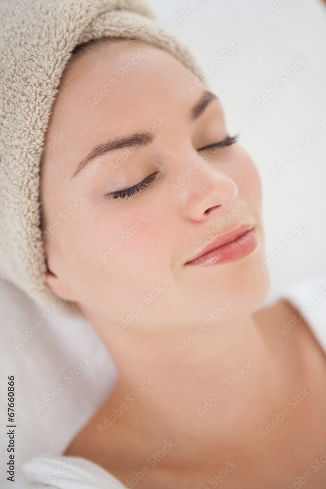 Beautiful woman relaxing in towel turban Beautiful woman relaxing in towel turban