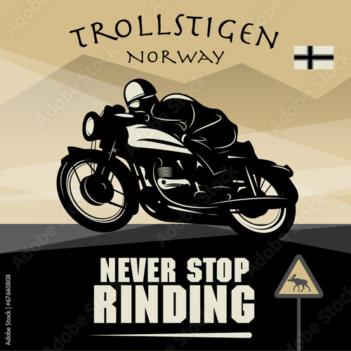 Vintage Motorcycle adventure poster, vector