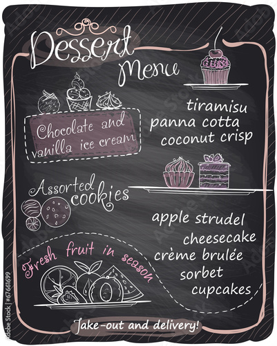 Chalkboard dessert menu.