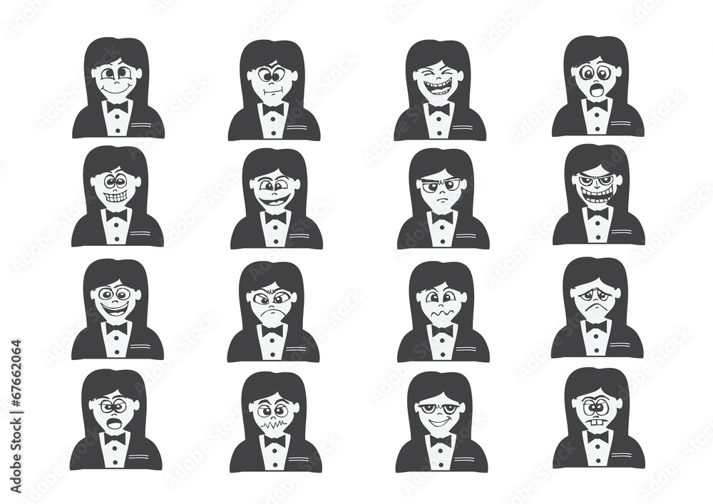Cartoon faces Set drawing illustration Cartoon faces Set drawing illustration