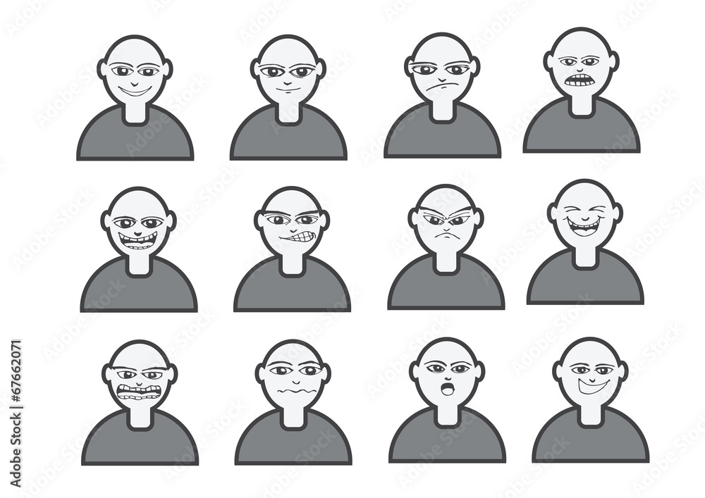 Cartoon faces Set drawing illustration