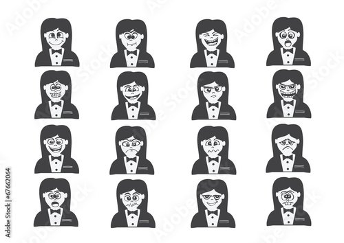 Cartoon faces Set drawing illustration