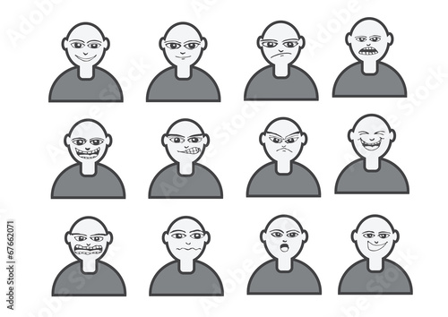 Cartoon faces Set drawing illustration