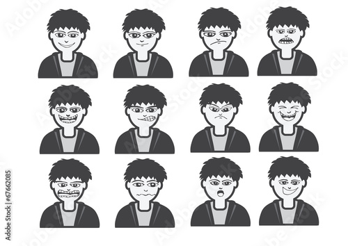 Cartoon faces Set drawing illustration