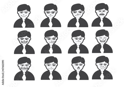 Cartoon faces Set drawing illustration