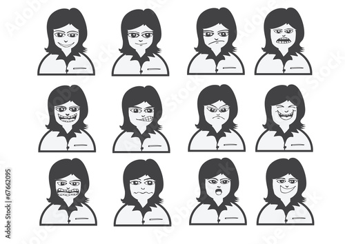 Cartoon faces Set drawing illustration