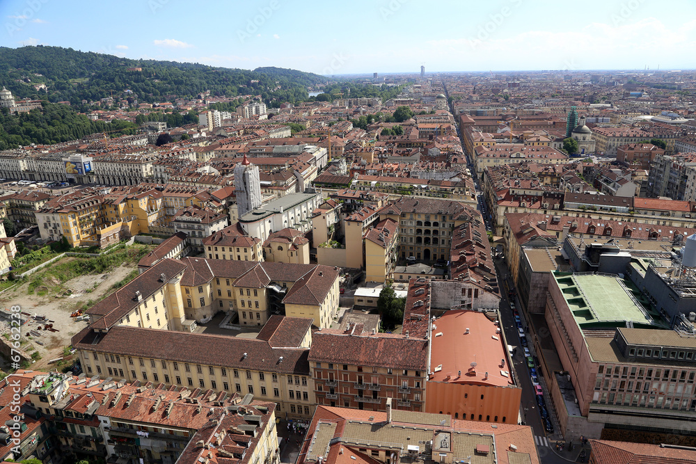 Aerial view of Turin center Piedmont Italy