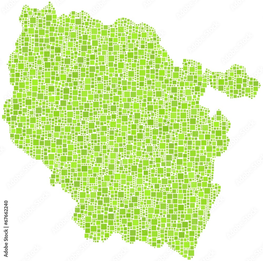 Map of Lorraine - France - in a mosaic of green squares
