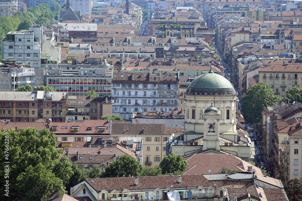 Aerial view of Turin center Piedmont Italy