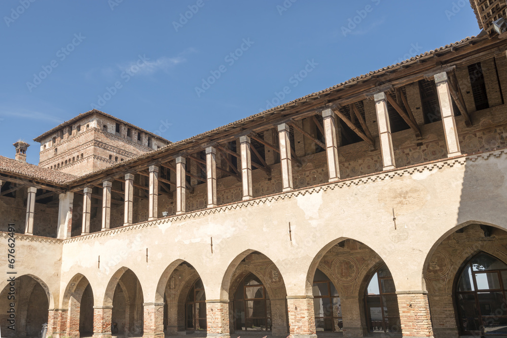 loggia in main courtyard at  Sforzesco Castle, Pandino