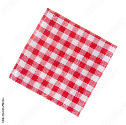 Сheckered linen napkin isolated on white