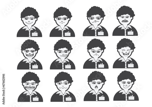 Cartoon faces Set drawing illustration