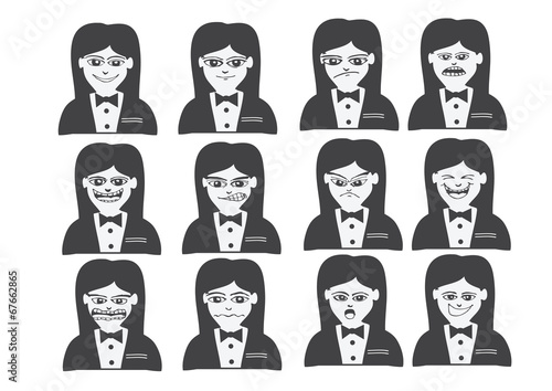 Cartoon faces Set drawing illustration