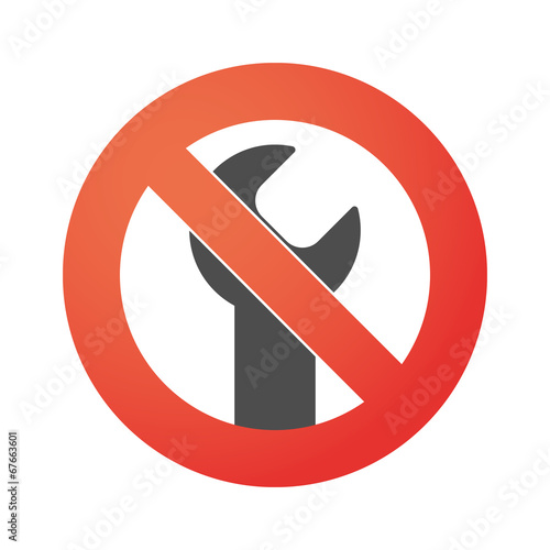 Forbidden signal with a monkey wrench