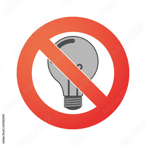 Forbidden signal with a lightbulb
