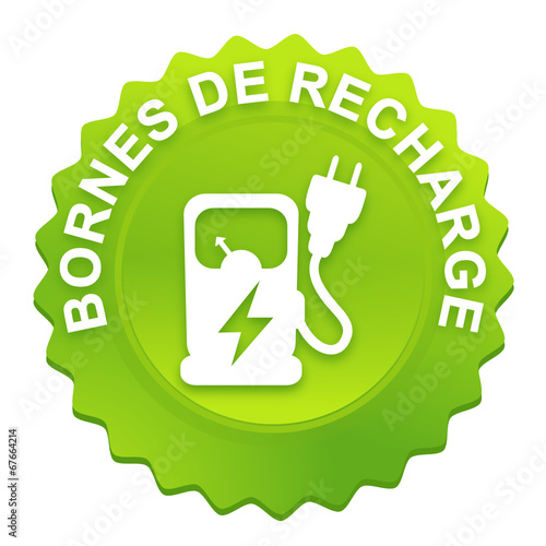 borne de recharge électrique sur bouton web denté vert