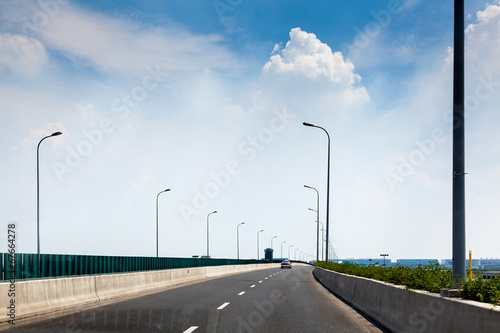 Photography container truck on the cross-sea bridge in shanghai