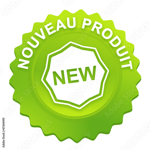 nouveau produit sur bouton web denté vert