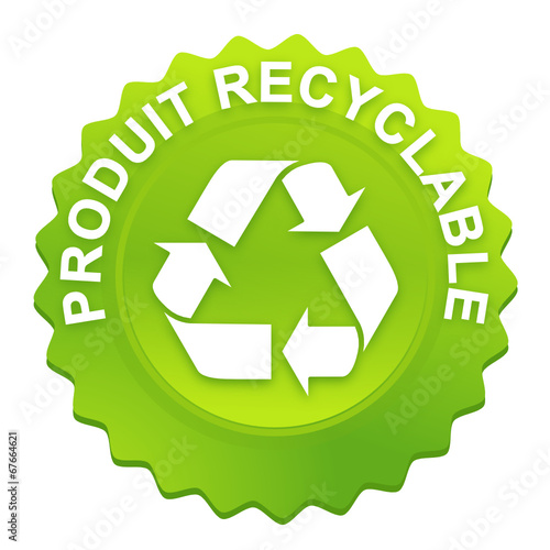 produit recyclable sur bouton web denté vert