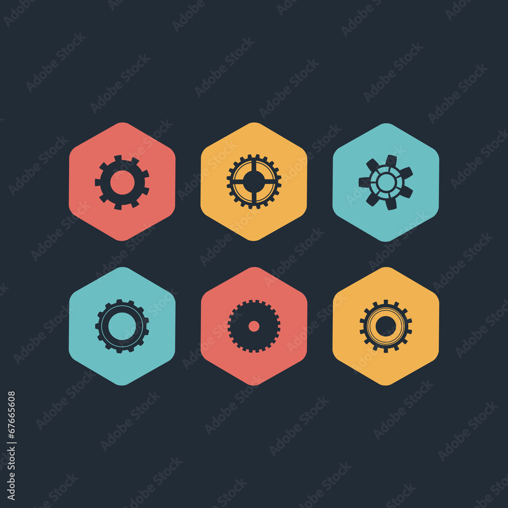 Vector black gears icons set Vector black gears icons set