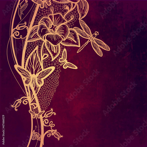 Vintage card on grunge background.